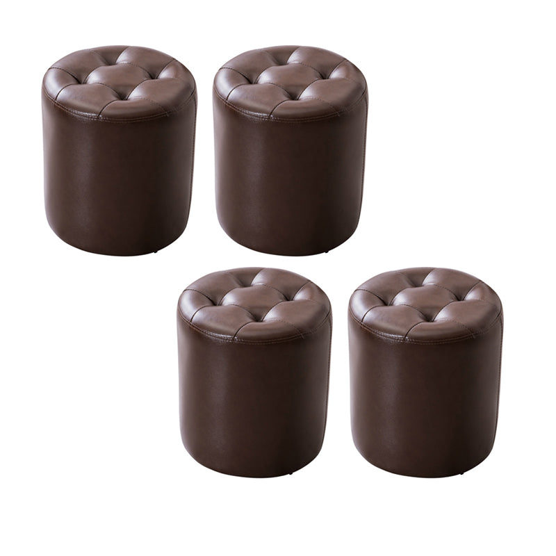 Modern Leather Pouf Water Resistant Round Pouf for Living Room