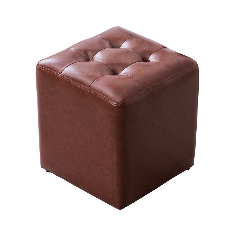 Modern Leather Pouf Water Resistant Round Pouf for Living Room