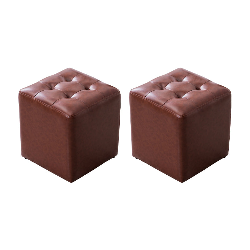 Modern Leather Pouf Water Resistant Round Pouf for Living Room