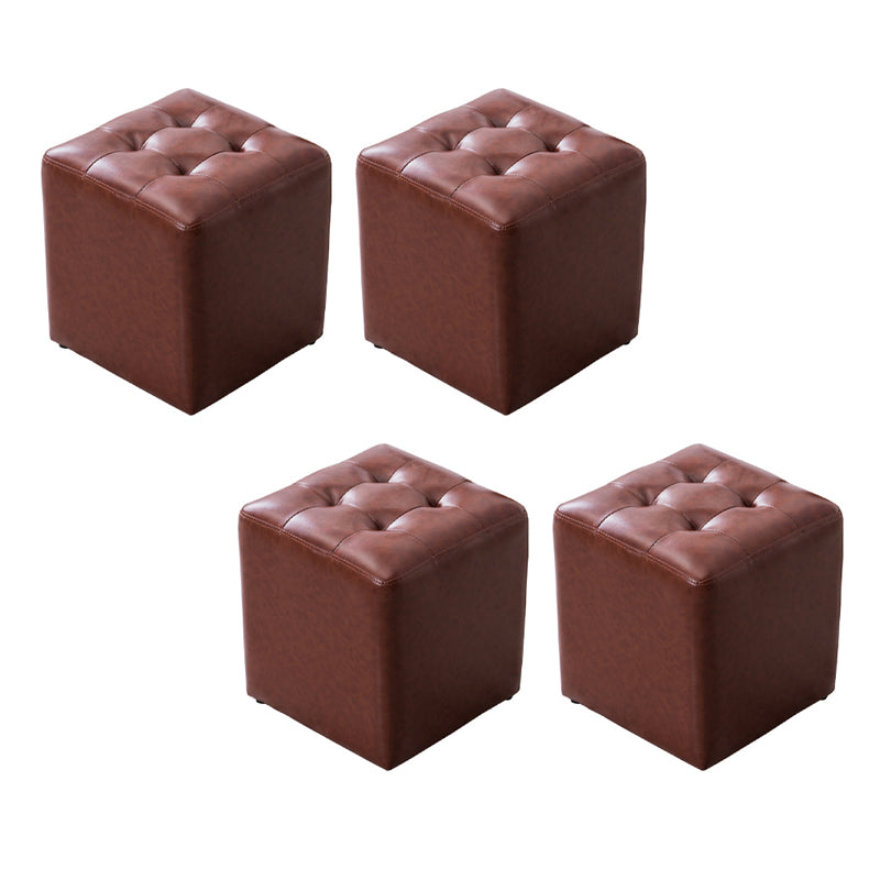 Modern Leather Pouf Water Resistant Round Pouf for Living Room