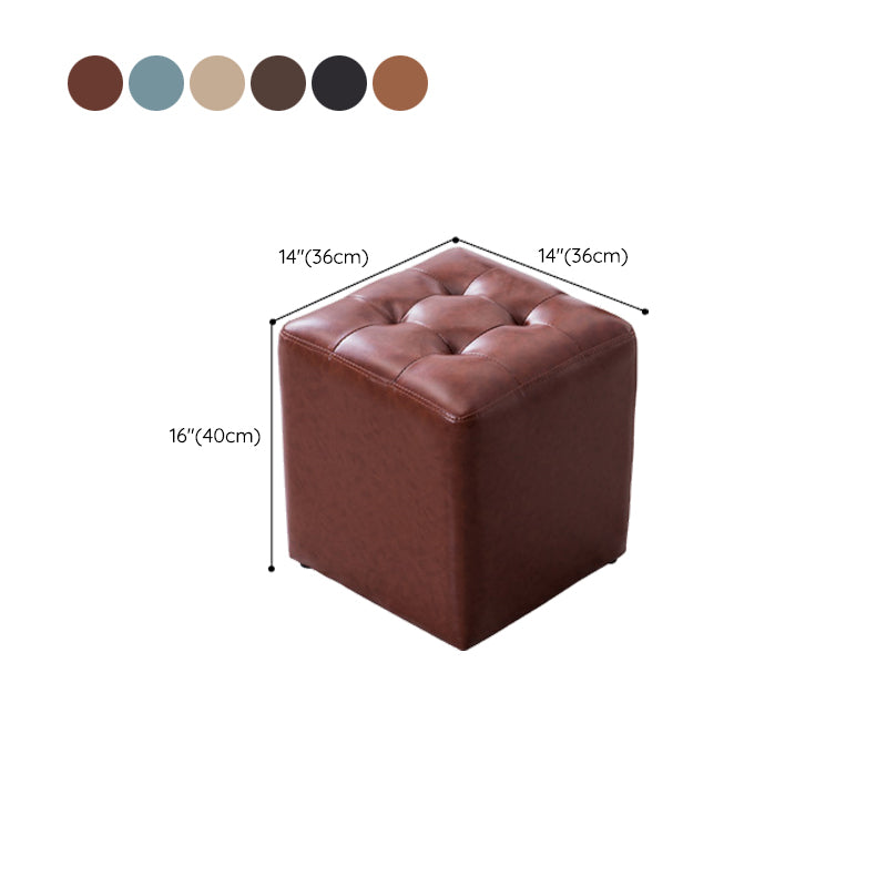 Modern Leather Pouf Water Resistant Round Pouf for Living Room