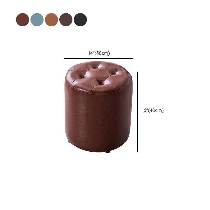 Modern Leather Pouf Water Resistant Round Pouf for Living Room