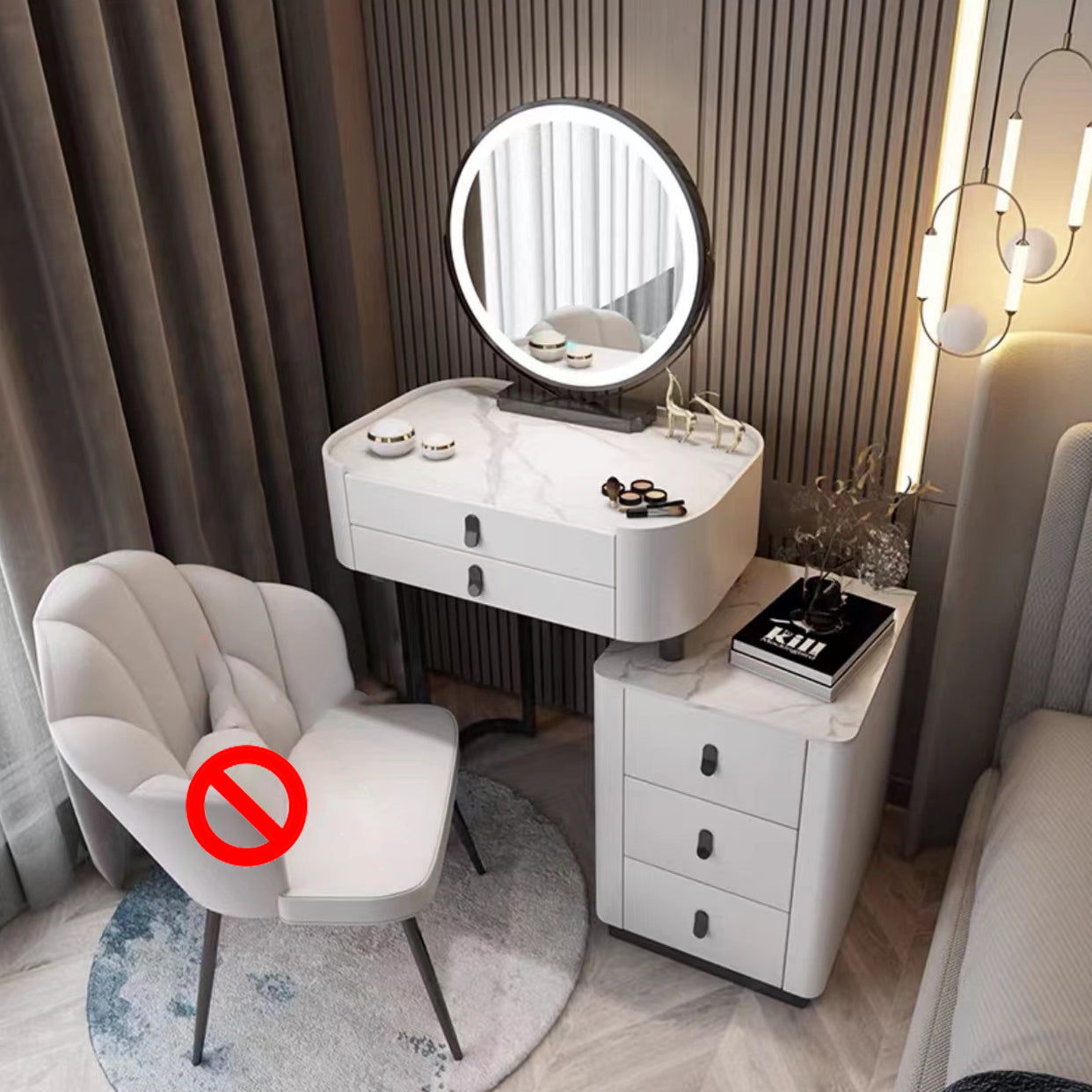 Glass/Stone Make-up Vanity Modern Vanity Dressing Table with Storage Drawers
