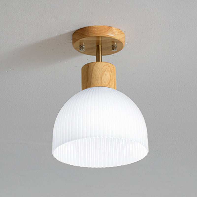 Japanese Style 1-Light Ceiling Light Dome Shape Ceiling Lamp for Bedroom