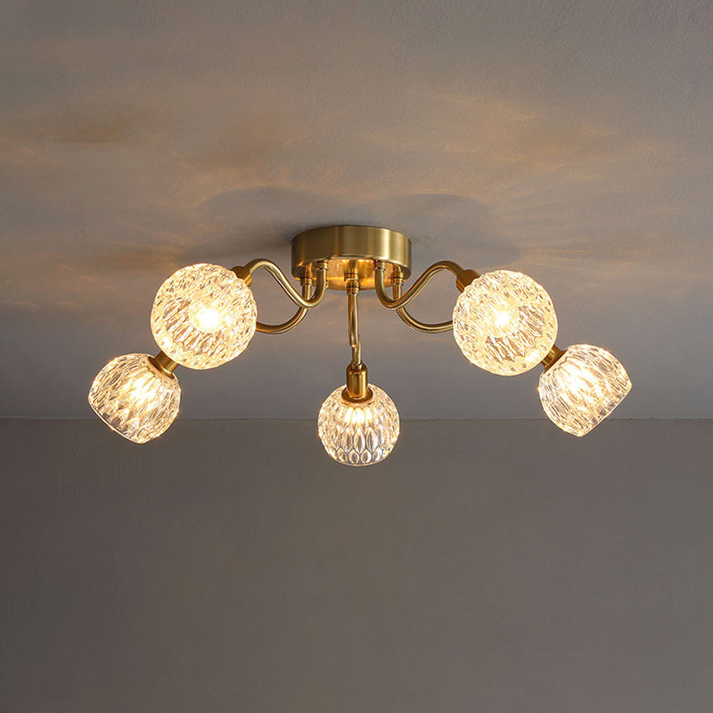 Contemporary Ceiling Lamp Colorful Glass Shade Flush Mount Light Fixture for Sitting Room