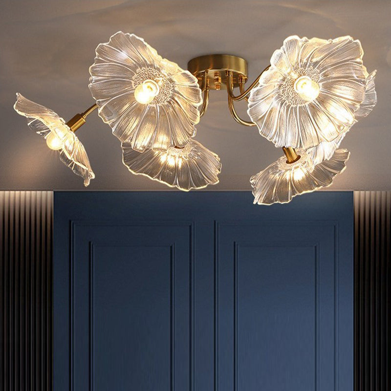 Contemporary Ceiling Lamp Colorful Glass Shade Flush Mount Light Fixture for Sitting Room