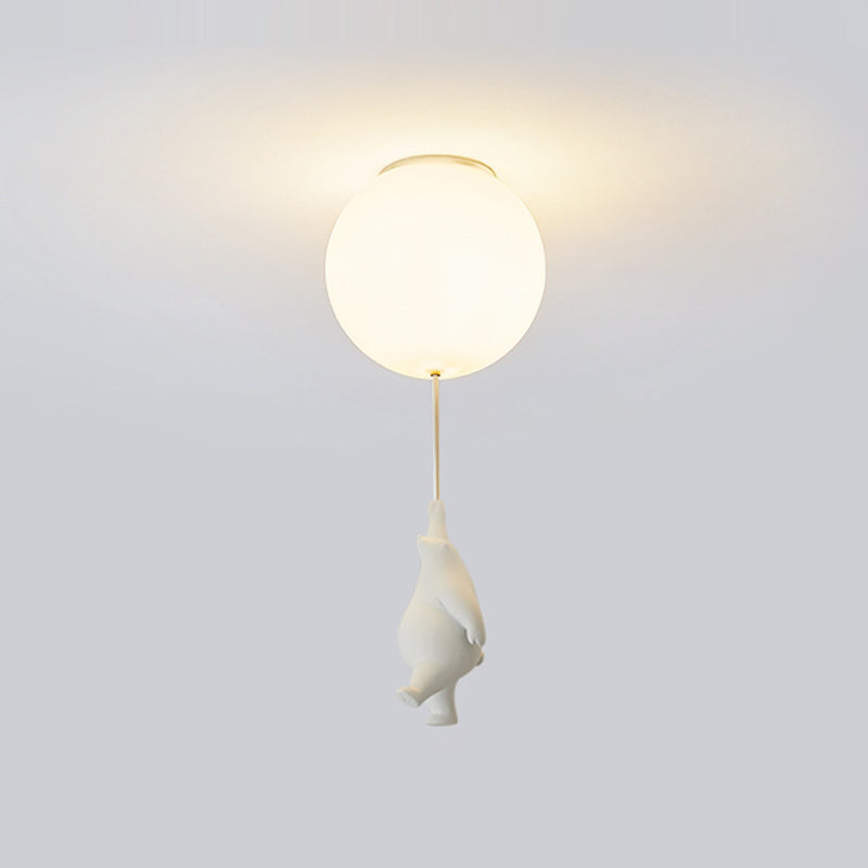 Contemporary Bear Ceiling Lamp Acrylic Shade Flush Mount Light Fixture