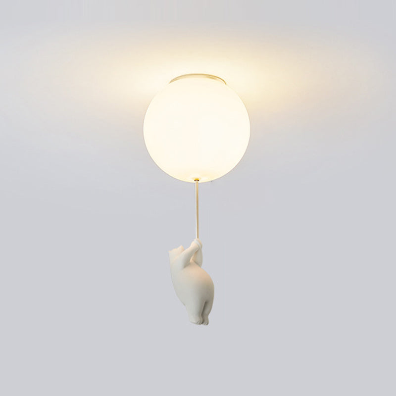 Contemporary Bear Ceiling Lamp Acrylic Shade Flush Mount Light Fixture