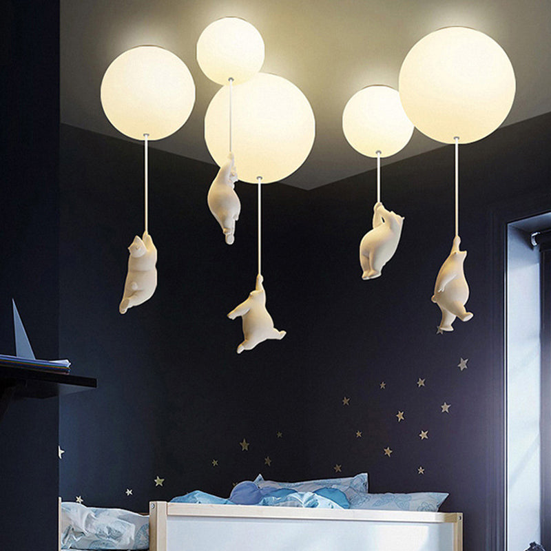 Contemporary Bear Ceiling Lamp Acrylic Shade Flush Mount Light Fixture