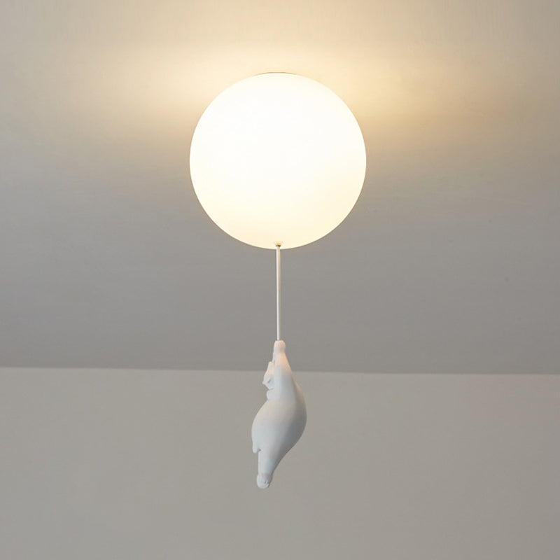 Contemporary Bear Ceiling Lamp Acrylic Shade Flush Mount Light Fixture