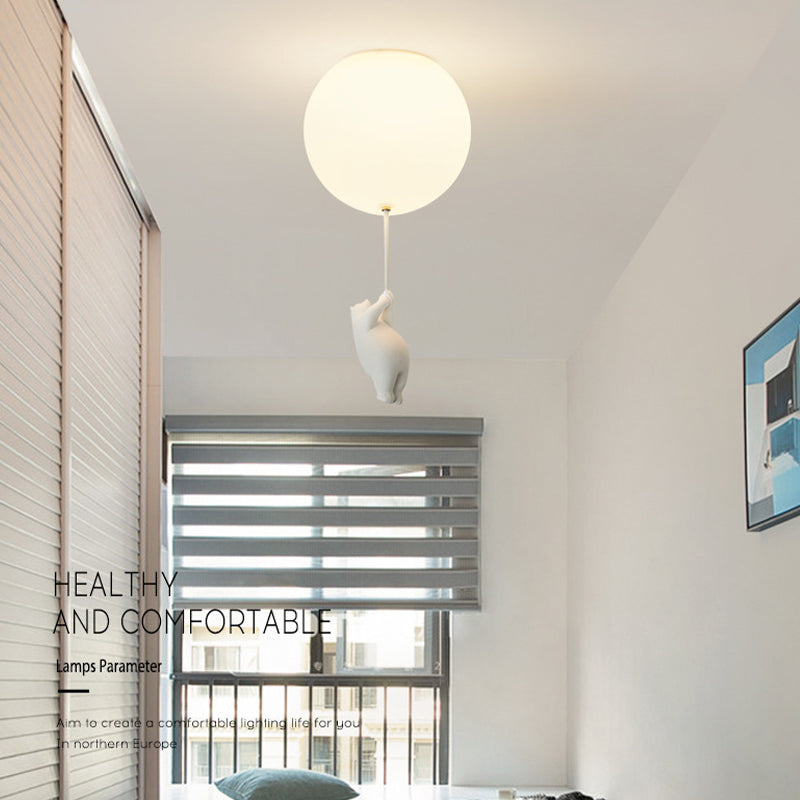 Contemporary Bear Ceiling Lamp Acrylic Shade Flush Mount Light Fixture