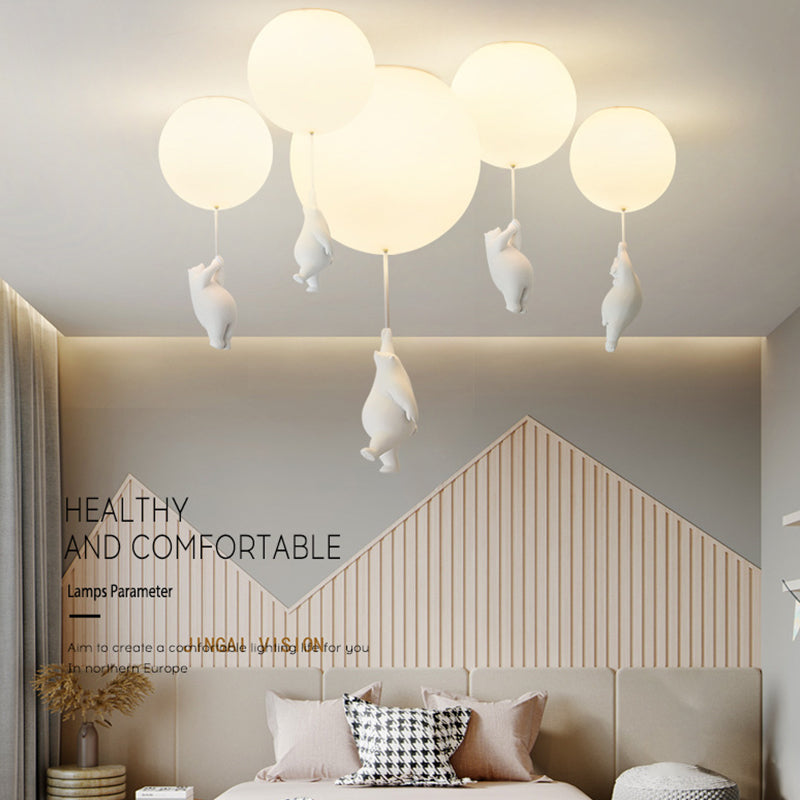 Contemporary Bear Ceiling Lamp Acrylic Shade Flush Mount Light Fixture
