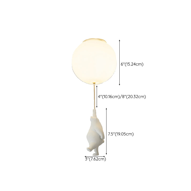 Contemporary Bear Ceiling Lamp Acrylic Shade Flush Mount Light Fixture