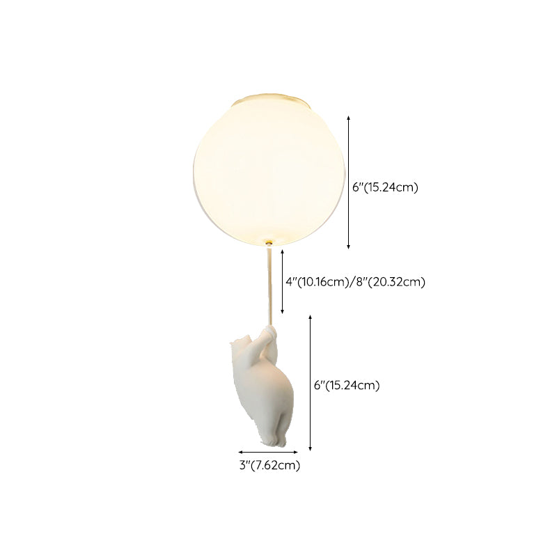 Contemporary Bear Ceiling Lamp Acrylic Shade Flush Mount Light Fixture