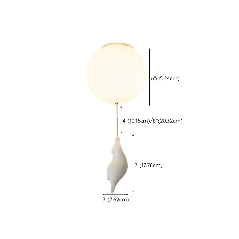Contemporary Bear Ceiling Lamp Acrylic Shade Flush Mount Light Fixture
