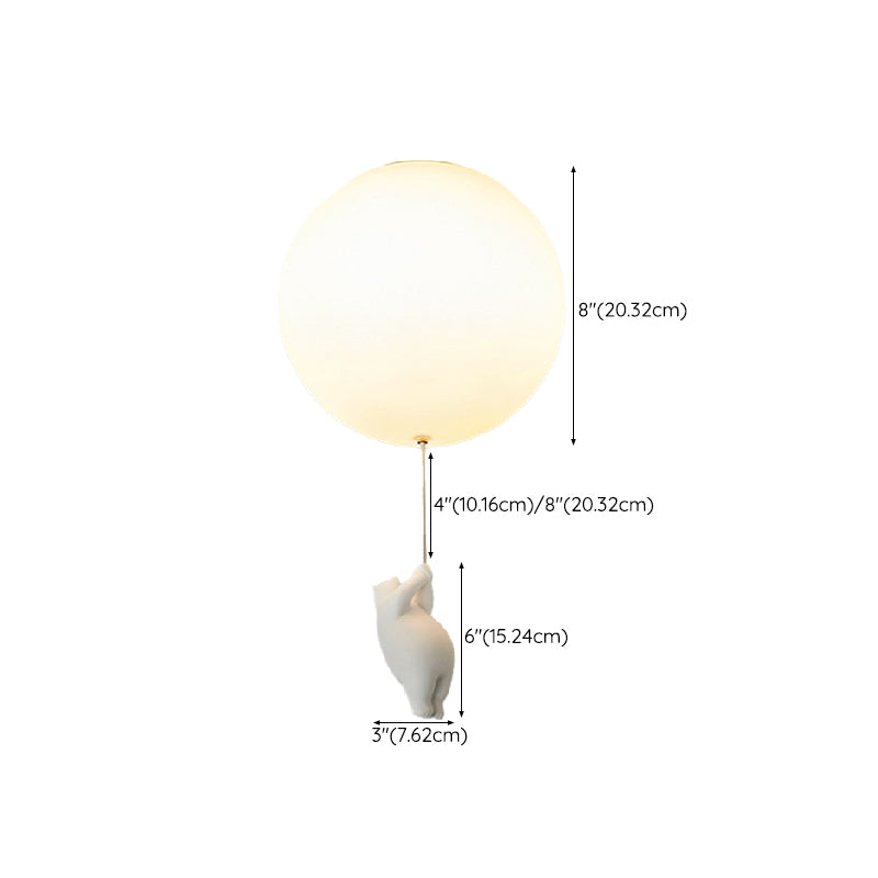 Contemporary Bear Ceiling Lamp Acrylic Shade Flush Mount Light Fixture