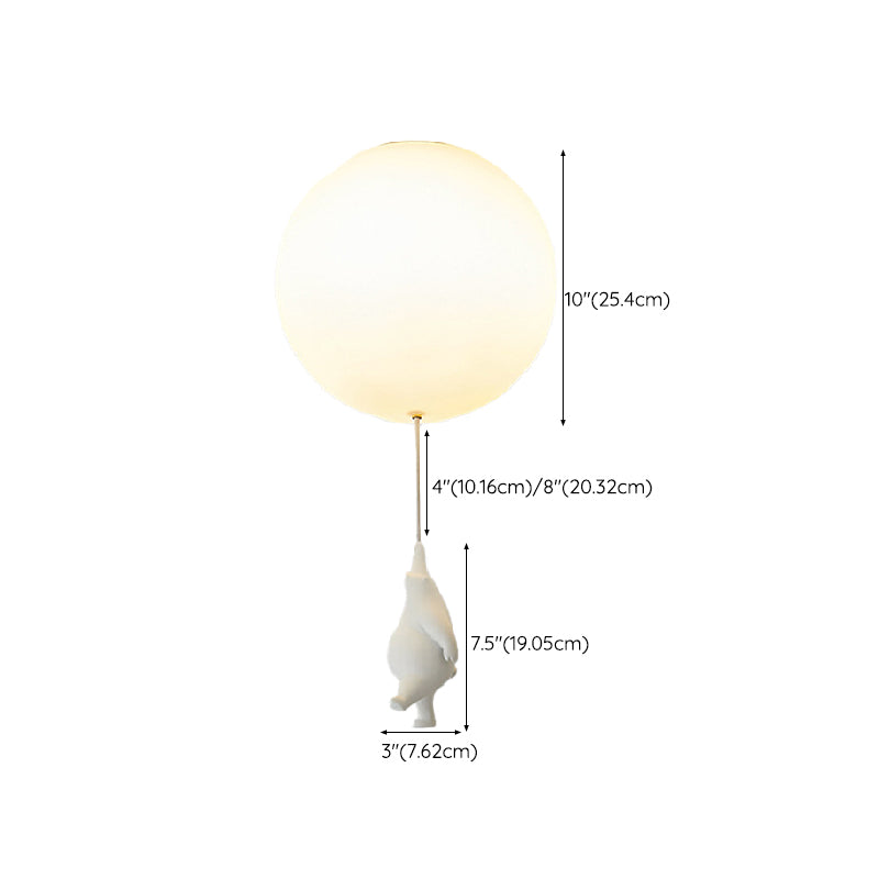 Contemporary Bear Ceiling Lamp Acrylic Shade Flush Mount Light Fixture
