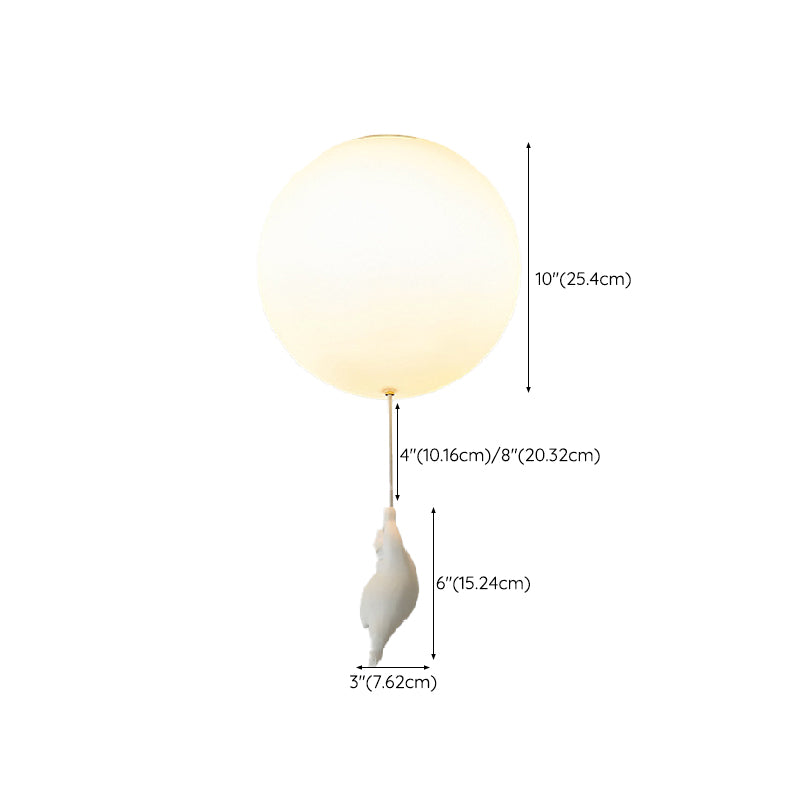 Contemporary Bear Ceiling Lamp Acrylic Shade Flush Mount Light Fixture
