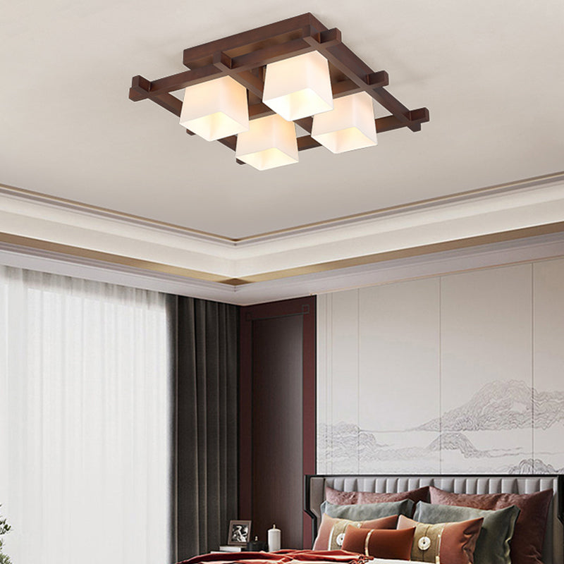 Modern Simple Wooden Ceiling Light Geometry Shape Ceiling Lamp for Bedroom