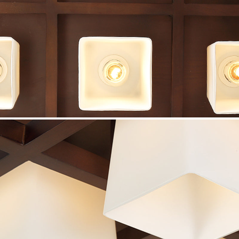 Modern Simple Wooden Ceiling Light Geometry Shape Ceiling Lamp for Bedroom