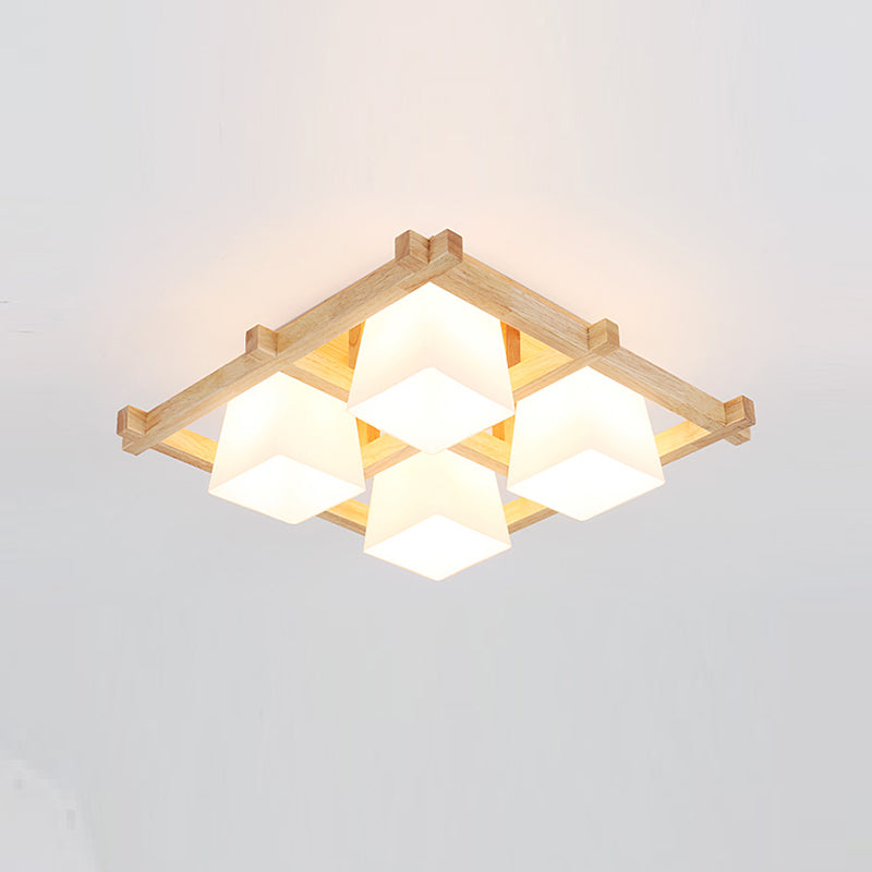 Modern Simple Wooden Ceiling Light Geometry Shape Ceiling Lamp for Bedroom