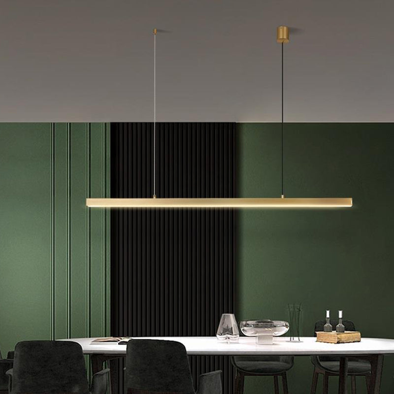 Gold Island Light 1-Light LED Island Hanging Lamp with Acrylic Shade for Living Room
