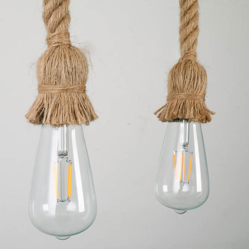 Industrial Style Island Light Hemp Rope Island Hanging Lamp for Living Room
