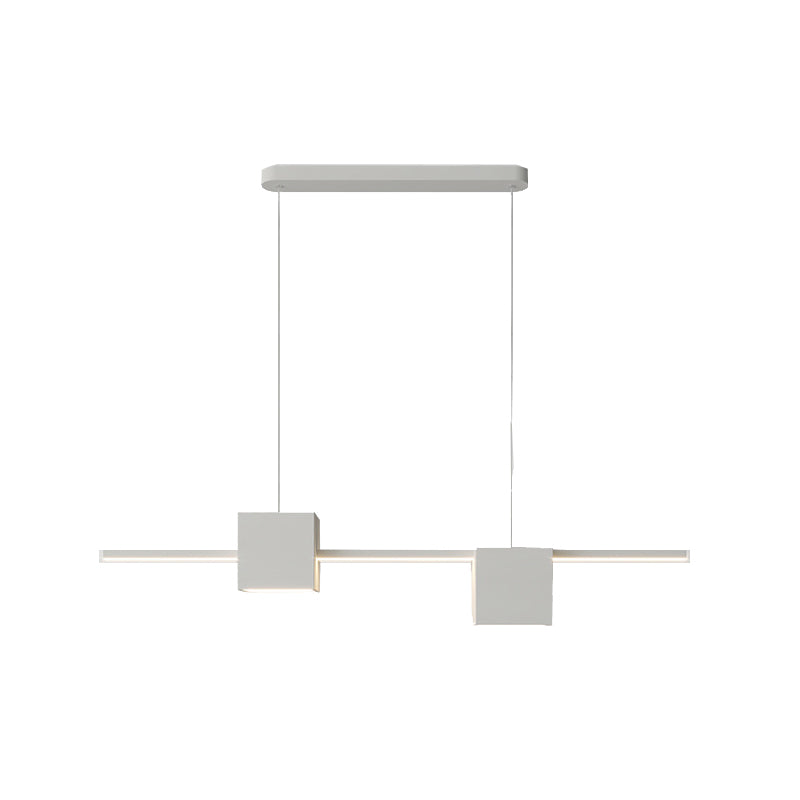 LED Island Light Modern White Island Hanging Light with Silica Gel Shade for Dining Room