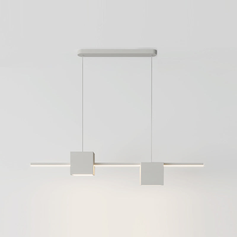 LED Island Light Modern White Island Hanging Light with Silica Gel Shade for Dining Room