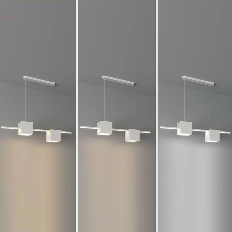 LED Island Light Modern White Island Hanging Light with Silica Gel Shade for Dining Room