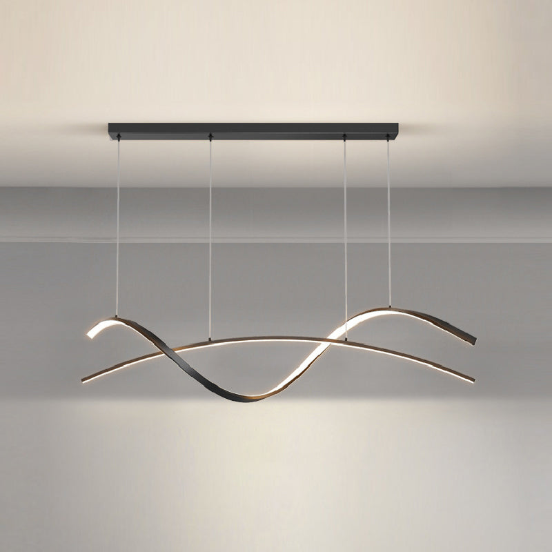 Strip Shape Island Light Modern LED Island Hanging Lamp with Acrylic Shade for Dining Room