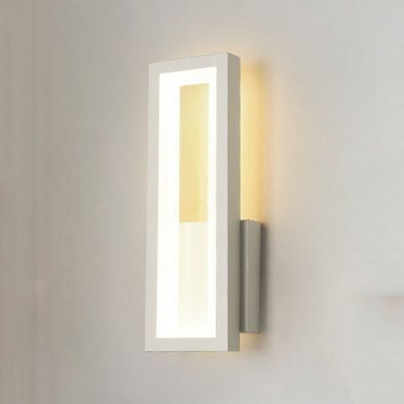 Rectangular Shape Wall Lamp Modern Style Metal 1 Lights Wall Light in White/Black