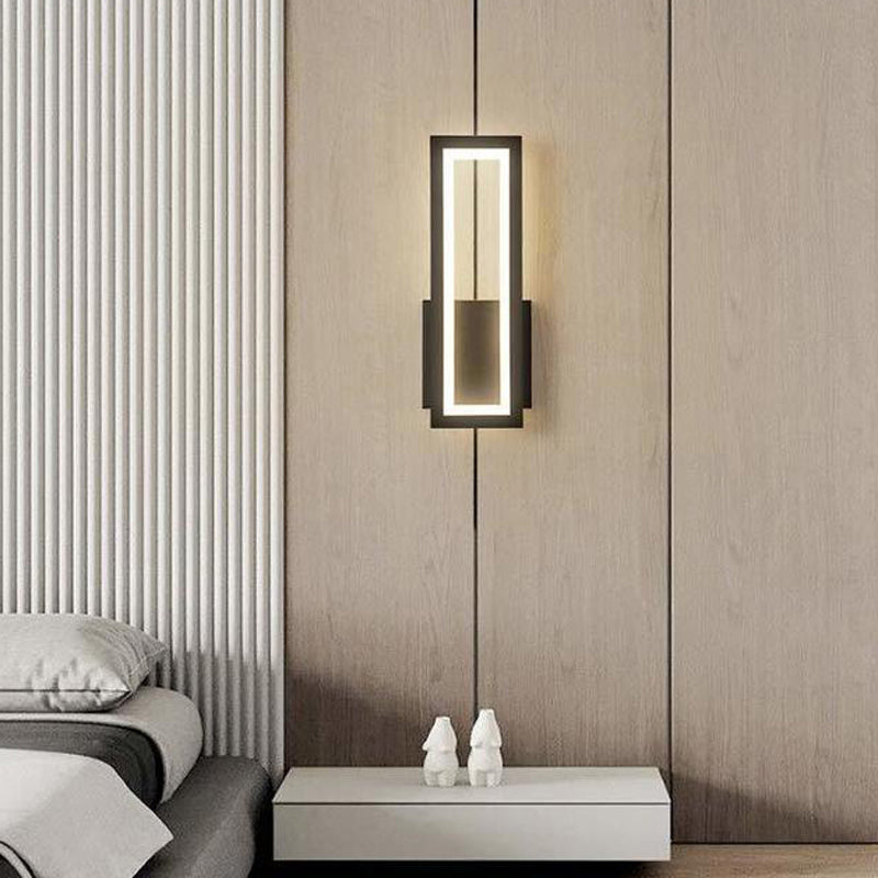 Rectangular Shape Wall Lamp Modern Style Metal 1 Lights Wall Light in White/Black