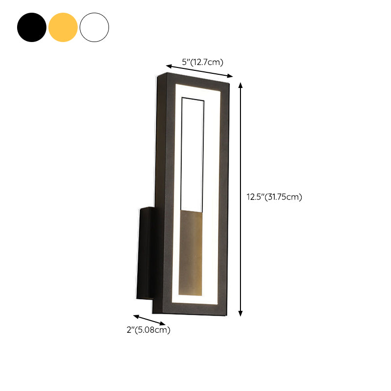 Rectangular Shape Wall Lamp Modern Style Metal 1 Lights Wall Light in White/Black