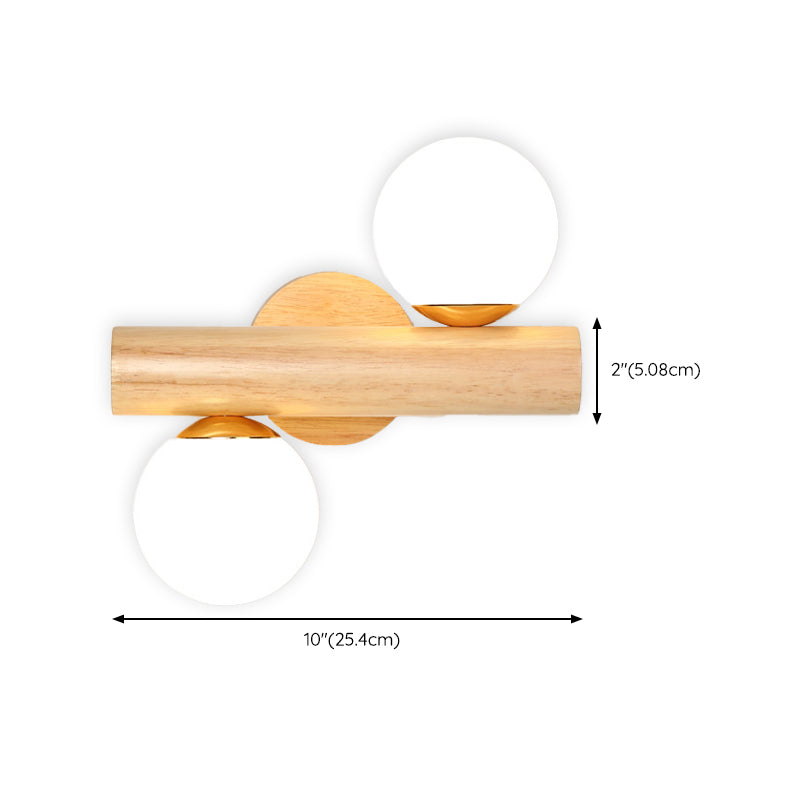 Rotatable Wood Flush Mount Lighting Contemporary Globe Wall Light for Bedroom