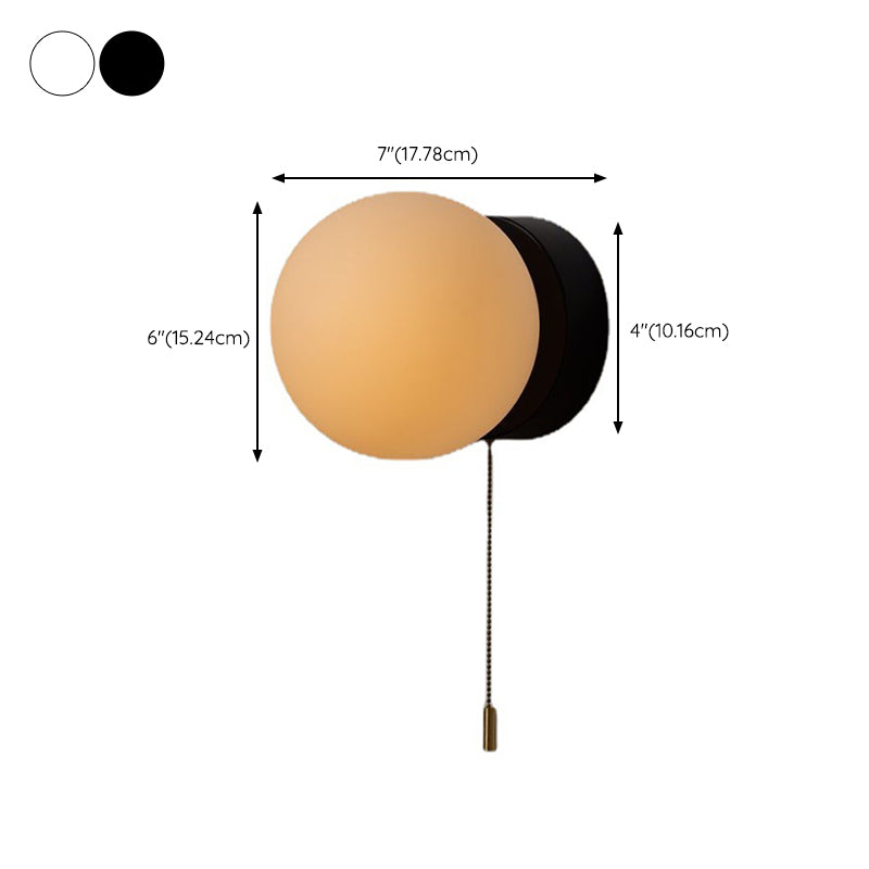 Global Shape Wall Light Modern Style Glass 1 Light Wall Lamp in White