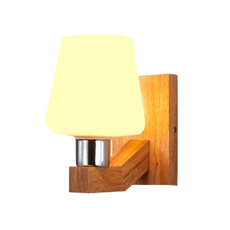 Modern Style Wall Light Wood 1 Light Sconces in Brown for Bedroom