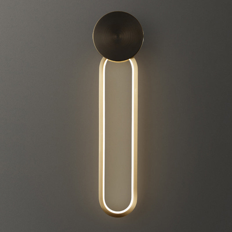 Minimalism LED Wall Sconce Oval Sconce Lighting with Brass for Bedroom