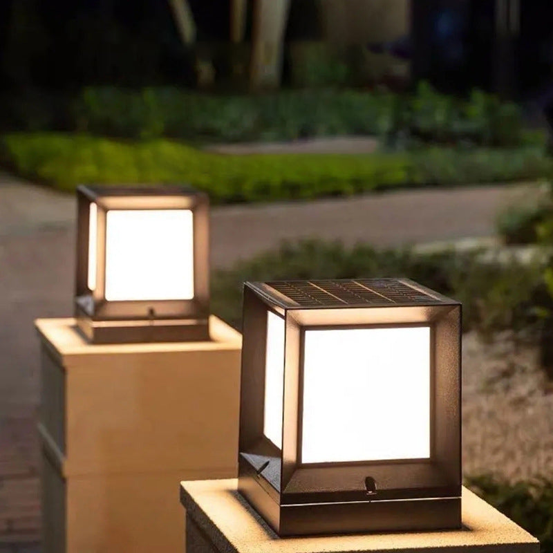 Modern Simple Aluminum Pillar Lamp Cube Shape Pillar Light for Outdoor