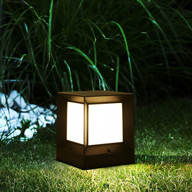 Modern Simple Aluminum Pillar Lamp Cube Shape Pillar Light for Outdoor