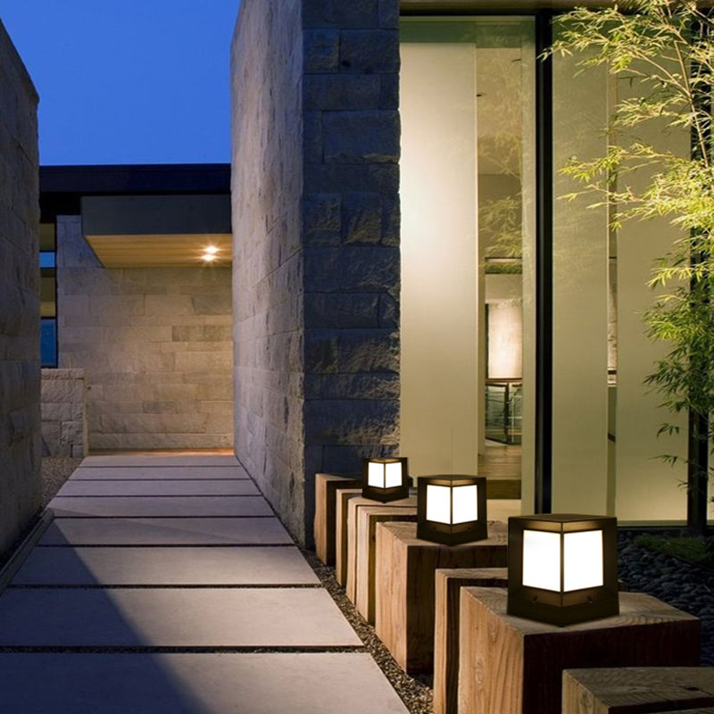 Modern Simple Aluminum Pillar Lamp Cube Shape Pillar Light for Outdoor