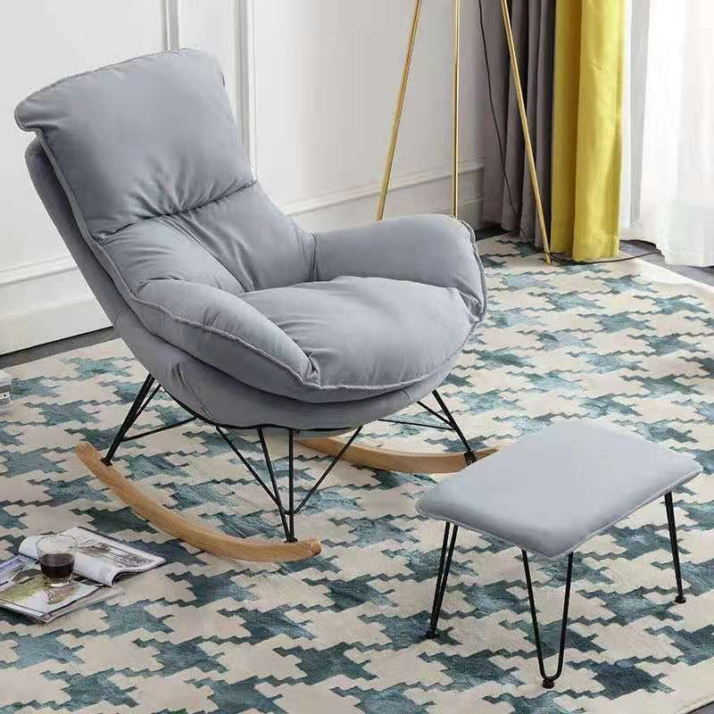 Modern Upholstered Rocker Chair Metal Frame Water Resistant Spindle Rocker Chair