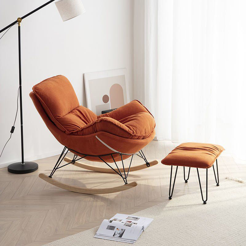 Modern Upholstered Rocker Chair Metal Frame Water Resistant Spindle Rocker Chair