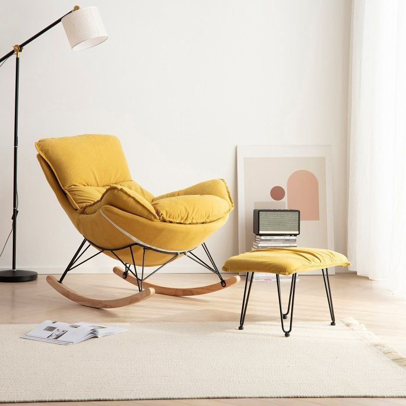 Modern Upholstered Rocker Chair Metal Frame Water Resistant Spindle Rocker Chair