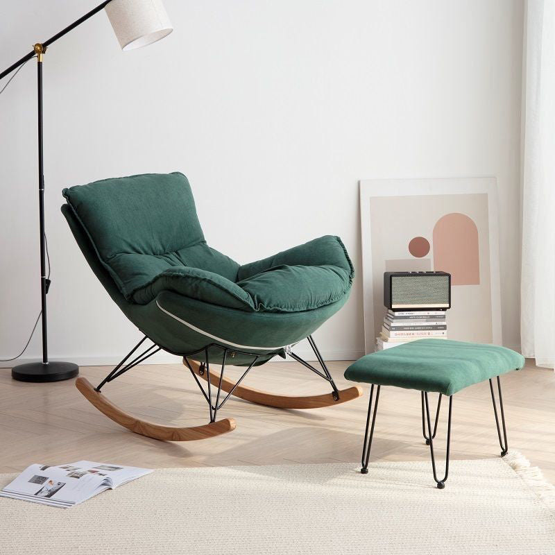 Modern Upholstered Rocker Chair Metal Frame Water Resistant Spindle Rocker Chair