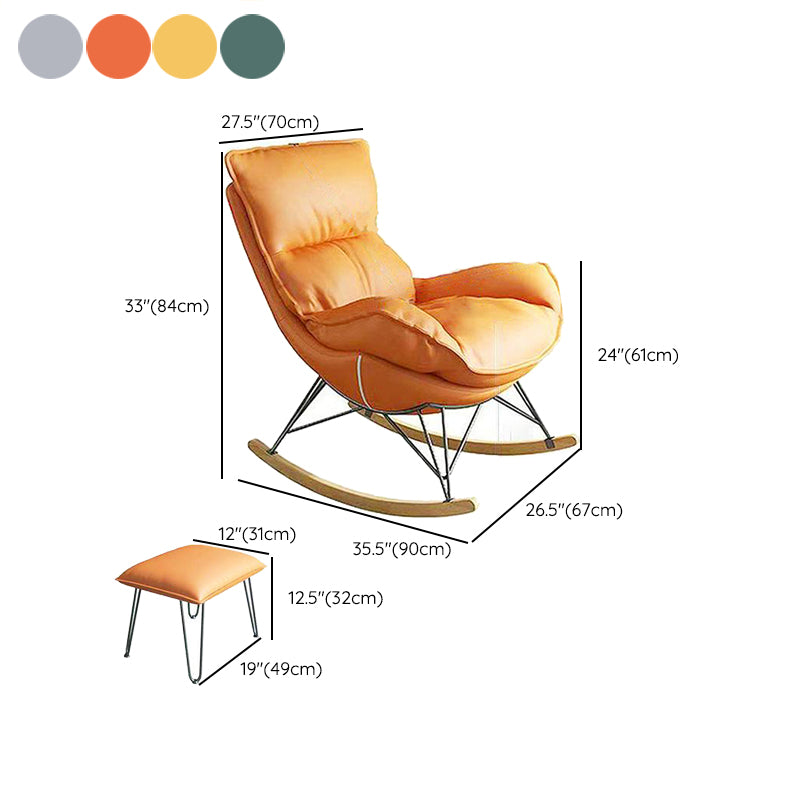 Modern Upholstered Rocker Chair Metal Frame Water Resistant Spindle Rocker Chair