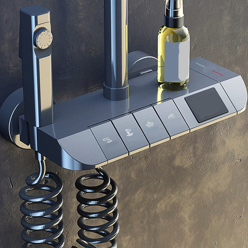 Modern Style Rectangle Shower System Spot Resist Copper Wall Mounted Shower System