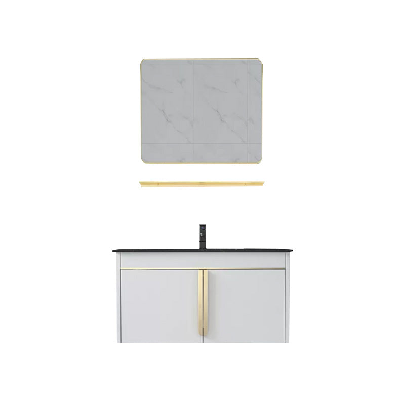 Rectangular Contemporary Bathroom Vanity Set Stainless Steel Sink Cabinet