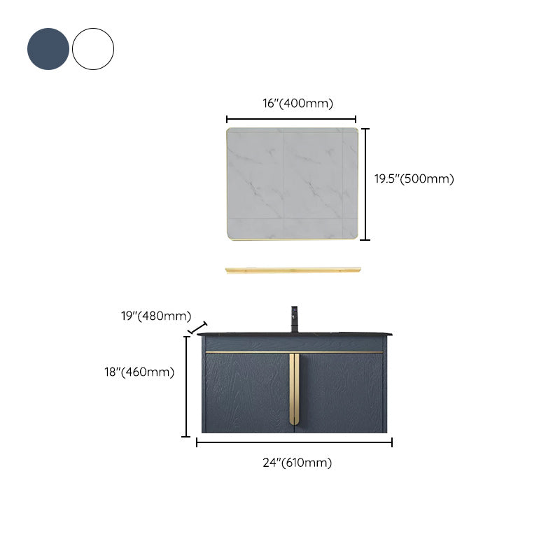 Rectangular Contemporary Bathroom Vanity Set Stainless Steel Sink Cabinet
