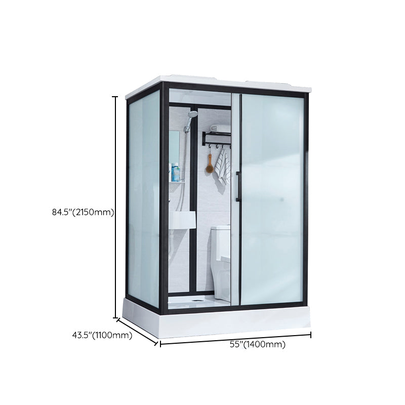 One Piece Tempered Glass Single Sliding Shower Kit White Frame Shower Enclosure